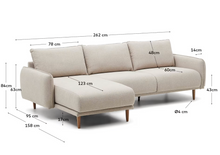 Load image into Gallery viewer, Carlota 3-seater sofa with left / right chaise longue in beige, 262 cm FSC Mix Credit