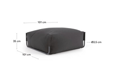 Load image into Gallery viewer, Square modular 100% outdoor sofa pouffe in dark grey with black aluminium, 101 x 101 cm