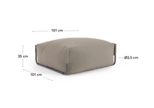 Load image into Gallery viewer, Square modular 100% outdoor sofa pouffe in green with black aluminium, 101 x 101 cm