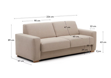 Load image into Gallery viewer, Anley beige 3-seater sofa bed with solid beech wood legs 224cm FSC Mix Credit