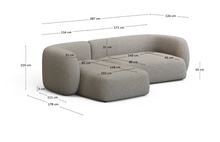 Load image into Gallery viewer, Martina stone-coloured chenille 3-seater modular sofa with left chaise longue 287cm