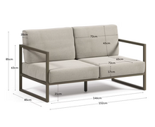 Load image into Gallery viewer, Comova 100% outdoor 2-seater sofa in light grey and green aluminium, 150 cm