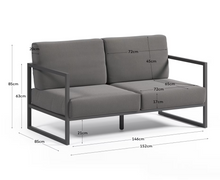 Load image into Gallery viewer, Comova 100% outdoor 2-seater sofa in dark grey and black aluminium, 150 cm