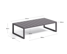 Load image into Gallery viewer, Comova 100% outdoor coffee table made from black aluminium, 60 x 114 cm
