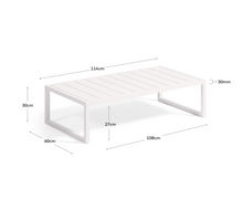 Load image into Gallery viewer, Comova 100% outdoor coffee table made from white aluminium, 60 x 114 cm