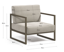 Load image into Gallery viewer, Comova 100% outdoor armchair in light grey and green aluminium