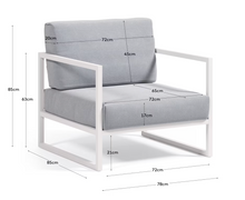 Load image into Gallery viewer, Comova 100% outdoor armchair in blue and white aluminium