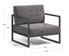 Load image into Gallery viewer, Comova 100% outdoor armchair in dark grey and black aluminium