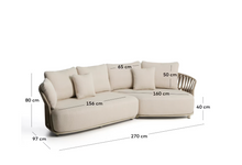 Load image into Gallery viewer, Osani 3-seater sofa in ecru aluminium and taupe rope 274 cm