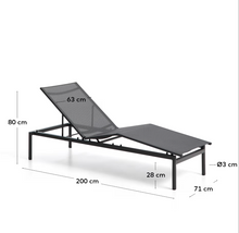 Load image into Gallery viewer, Stackable sun lounger Lesina in graphite aluminium and grey texteline