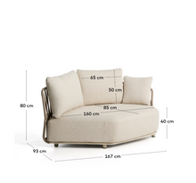 Load image into Gallery viewer, Osani curved module in ecru aluminium and taupe rope cord 167cm