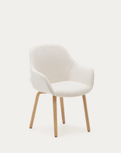 Load image into Gallery viewer, Aleli chair in white bouclé with solid ash wood legs and natural finish