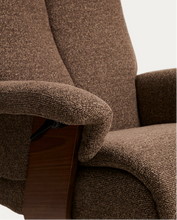 Load image into Gallery viewer, Toriel brown micro reclining swivel armchair with footrest and black legs