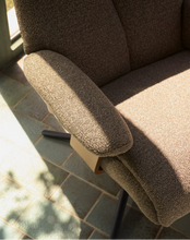 Load image into Gallery viewer, Toriel brown micro reclining swivel armchair with footrest and black legs
