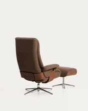 Load image into Gallery viewer, Toriel brown micro reclining swivel armchair with footrest and black legs