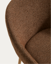 Load image into Gallery viewer, Meila chair with armrests in terracotta chenille with legs in natural finish