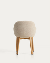 Load image into Gallery viewer, Meila chair with armrests in beige chenille with legs in natural finish