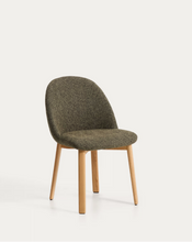 Load image into Gallery viewer, Meila chair in green chenille with legs in natural finish