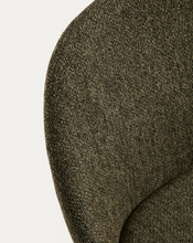 Load image into Gallery viewer, Meila chair in green chenille with legs in walnut finish