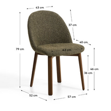 Load image into Gallery viewer, Meila chair in green chenille with legs in walnut finish