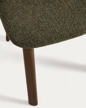 Load image into Gallery viewer, Meila chair in green chenille with legs in walnut finish