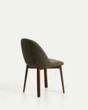 Load image into Gallery viewer, Meila chair in green chenille with legs in walnut finish
