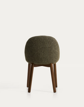 Load image into Gallery viewer, Meila chair in green chenille with legs in walnut finish