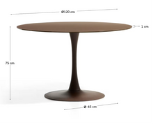 Load image into Gallery viewer, Round Vedira table in glass and brown steel