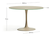 Load image into Gallery viewer, Round Vedira table in glass and taupe steel