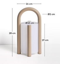 Load image into Gallery viewer, Leros small portable table lamp in taupe polyethylene and steel
