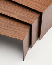 Load image into Gallery viewer, Litto set of 3 walnut veneer FSC Mix Credit nesting tables 60 x 40 / 51 x 36 / 42 x 31 cm - image 6