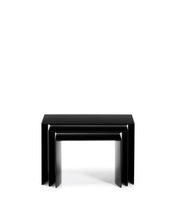 Load image into Gallery viewer, Litto set of 3 black, lacquered MDF nesting tables 60 x 40 / 51 x 36 / 42 x 31 cm