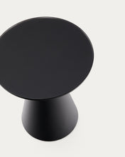 Load image into Gallery viewer, Wilshire side table with frosted tempered glass and steel with matt black painted finish Ø30cm - image 4