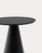 Load image into Gallery viewer, Wilshire side table with frosted tempered glass and steel with matt black painted finish Ø30cm - image 5