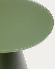 Load image into Gallery viewer, Wilshire side table with frosted tempered glass and matt green painted steel finish Ø30cm - image 5