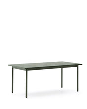 Load image into Gallery viewer, Maurina outdoor table in green galvanised steel with green tiles 223 x 101cm