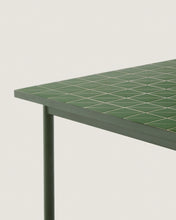 Load image into Gallery viewer, Maurina outdoor table in green galvanised steel with green tiles 223 x 101cm - image 6