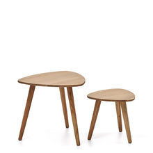 Load image into Gallery viewer, Duvani set of 2 side tables in solid acacia wood with bleached finish