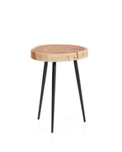 Load image into Gallery viewer, Tanive side table in solid acacia wood with bleached finish and black steel legs Ø35cm - image 2