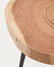 Load image into Gallery viewer, Tanive side table in solid acacia wood with bleached finish and black steel legs Ø35cm - image 5