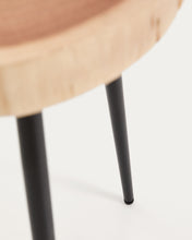Load image into Gallery viewer, Tanive side table in solid acacia wood with bleached finish and black steel legs Ø35cm - image 7
