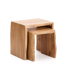 Load image into Gallery viewer, Lomiri set of 2 nesting side tables in solid acacia wood with bleached finish 50 x 42cm/34 x 42cm