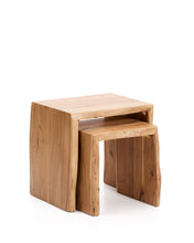 Load image into Gallery viewer, Lomiri set of 2 nesting side tables in solid acacia wood with bleached finish 50 x 42cm/34 x 42cm - image 2