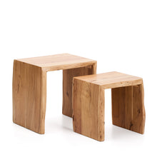 Load image into Gallery viewer, Lomiri set of 2 nesting side tables in solid acacia wood with bleached finish 50 x 42cm/34 x 42cm - image 3