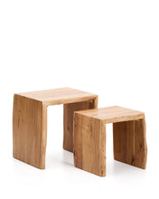 Load image into Gallery viewer, Lomiri set of 2 nesting side tables in solid acacia wood with bleached finish 50 x 42cm/34 x 42cm - image 4