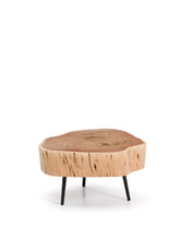 Load image into Gallery viewer, Tavine coffee table in solid acacia wood with bleached finish and black steel legs Ø49cm - image 2