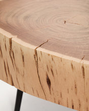 Load image into Gallery viewer, Tavine coffee table in solid acacia wood with bleached finish and black steel legs Ø49cm - image 6