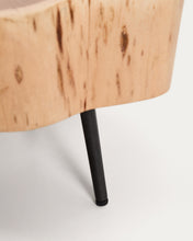 Load image into Gallery viewer, Tavine coffee table in solid acacia wood with bleached finish and black steel legs Ø49cm - image 7