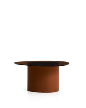Load image into Gallery viewer, Olir coffee table in tempered glass and brown steel 82 x 74 cm