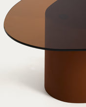 Load image into Gallery viewer, Olir coffee table in tempered glass and brown steel 82 x 74 cm - image 3